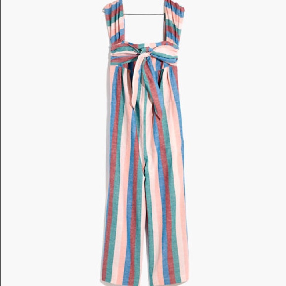 Madewell Cap-Sleeve Tie Jumpsuit/Flagstaff Stripe